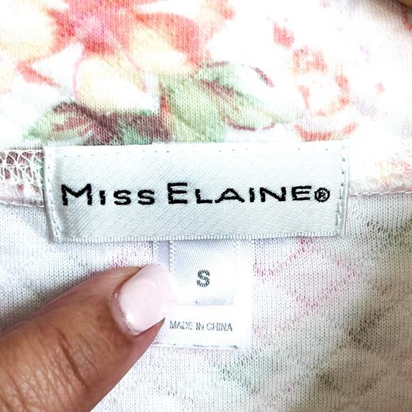 Miss Elaine Cottagecore Quilted Kaftan Nightgown Robe Size S Floral Full Zip - Picture 5 of 7